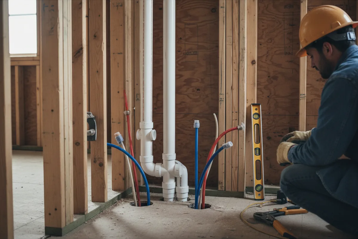 Drain and supply rough-in during Drain Cleaning in Collinston